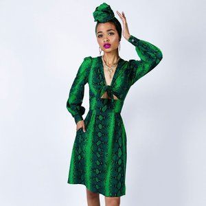 Trashy Diva Green Snake Ida Dress Sz 4 NWT